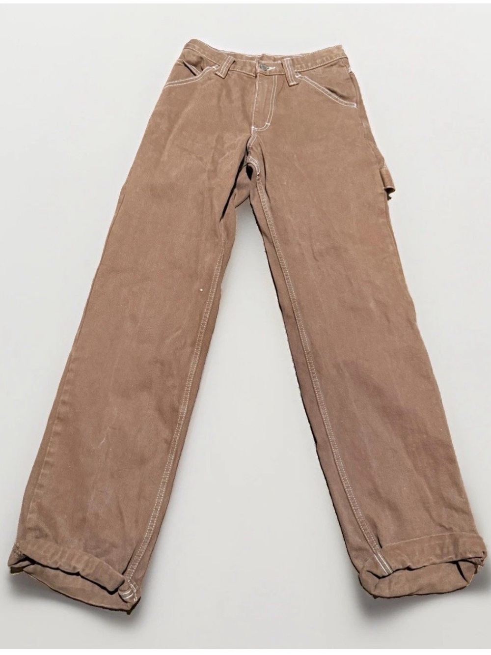 J Galt Brandy‎ Melville Brown Carpenter Pants Utility Contrast Stitch S